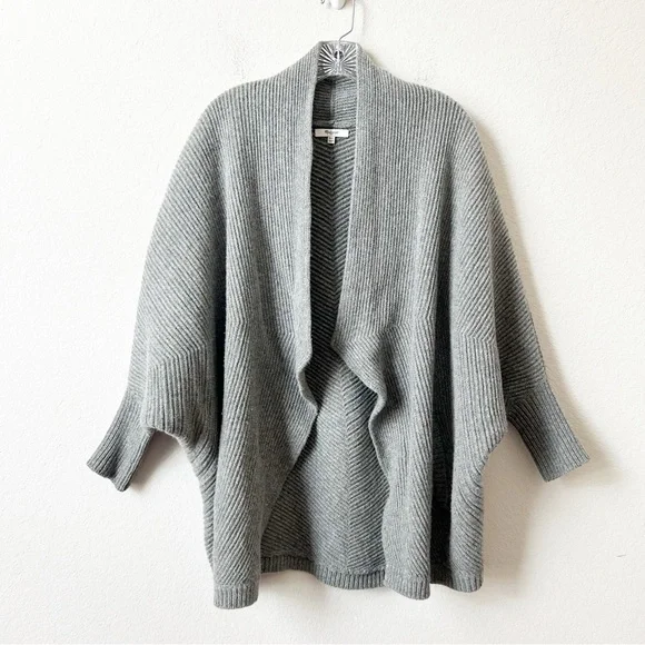 Madewell Heather Gray Women's 100% Merino Wool Sculptor Open Cardigan Sz M/L - Picture 5 of 15